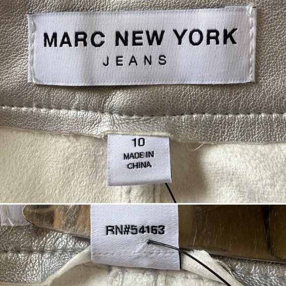 Marc New York Silver Faux Leather Mini Skirt Size 10 Y2K Astronaut Futuristic - Picture 4 of 9